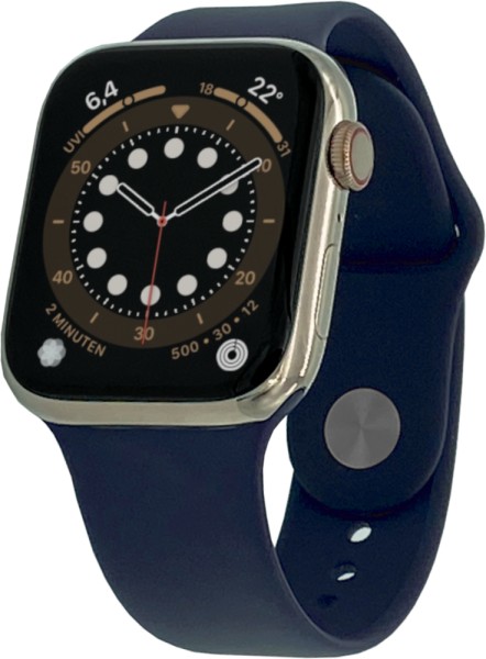 Watch Series 7, GPS + Cellular, 45mm Edelstahl Gold mit Sportband Abyss Blue