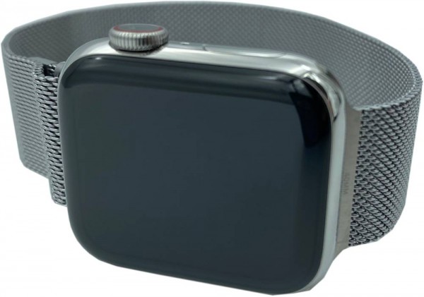 Apple Watch Series 6 Cellular, 40mm Edelstahl in Silber mit Milanaisearmband in Silber, M06U3FD/A