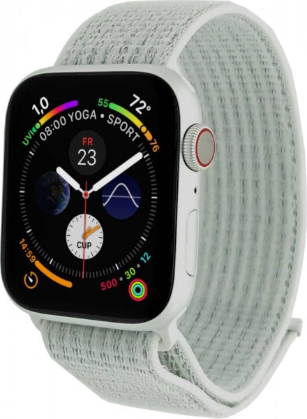 Apple Watch Series 4 Nike+ Cellular, 44mm Aluminium in Silber mit Sport Loop in Summit White, MTXJ2