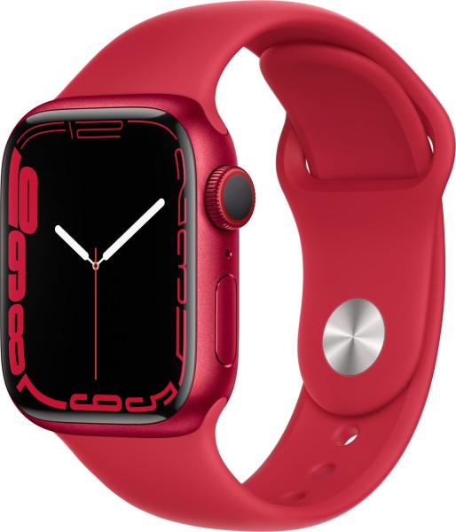 Watch Series 7 (PRODUCT) RED, GPS+Cellular, 41mm Aluminium rot mit Sportarmband in rot