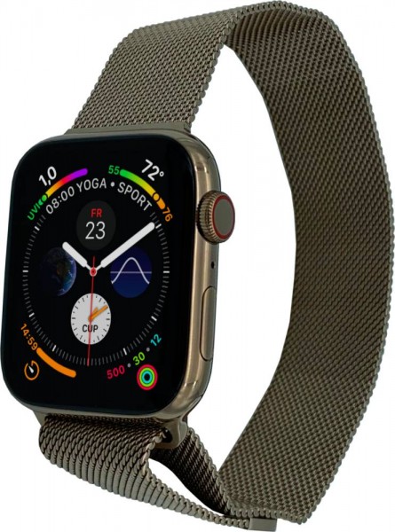 Apple Watch Series 4 Cellular, 44mm Edelstahl in Gold mit Milanaisearmband in Gold, MTX52FD/A
