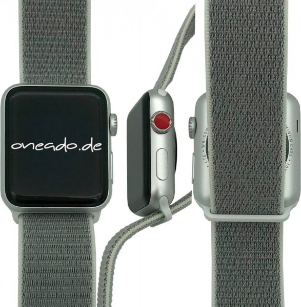 Apple Watch Series 3 Cellular, 42mm Aluminium in Silber mit Sport Loop in Muschel (Hellgrau), MQKQ2Z