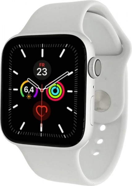 Apple Watch Series 5, 44mm Aluminium in Silber mit Sportarmband in Weiß, MWVD2FD/A