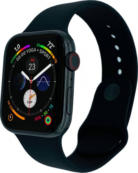 Apple Watch Series 4 Cellular, 40mm Edelstahl in Space Schwarz mit Sportarmband in Schwarz, MTVL2FD