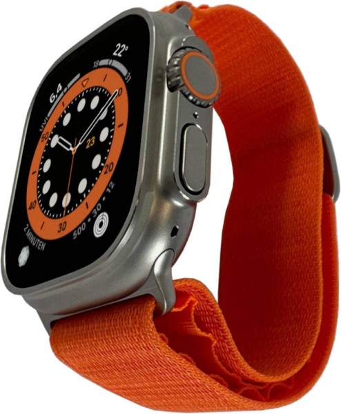 Watch Ultra - 49 mm - Titan - Alpine Loop Stoff Orange - Bandgröße: S