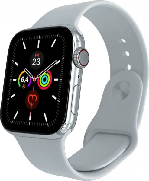 Apple Watch Series 5 Cellular, 44mm Edelstahl in Silber mit Sportarmband in Weiß, MWWF2FD/A