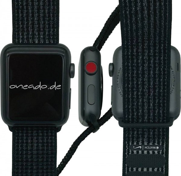 Apple Watch Series 3 Nike+, Cellular, 42mm Aluminium in Spacegrau mit Sportloop in Platin-Grau/Schwa