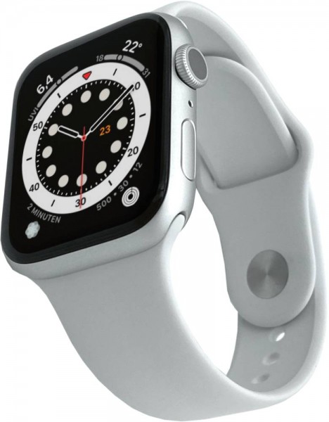 Apple Watch Series 6, 44mm Aluminium in Silber mit Sportarmband in Weiß, M00D3FD/A