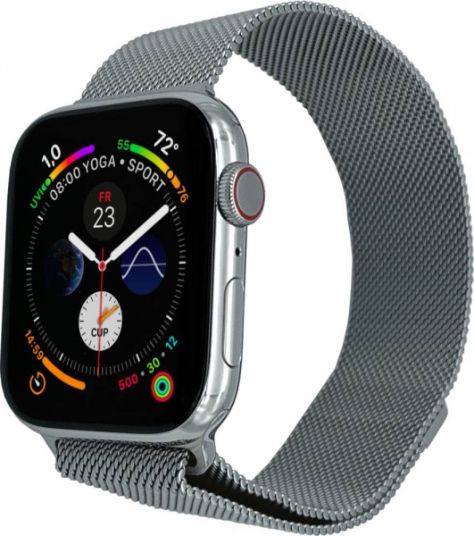 Apple Watch Series 4 Cellular, 44mm Edelstahl in Silber mit Milanaisearmband in Silber, MTX12FD/A