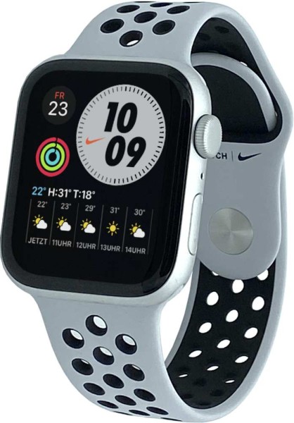 Apple Watch Series SE Nike, 40mm Aluminium in Silber mit Sportarmband in Platinumweiss, MYYD2FD/A