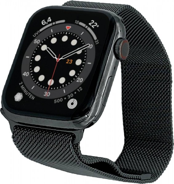 Apple Watch Series 7, GPS+Cellular, 45mm Edelstahl Graphite mit Milanaisearmband Graphit