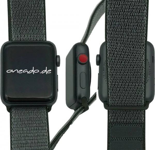 Apple Watch Series 3 Cellular, 42mm Aluminium in Spacegrau mit Sport Loop in Dunkeloliv, MQKR2ZD/A