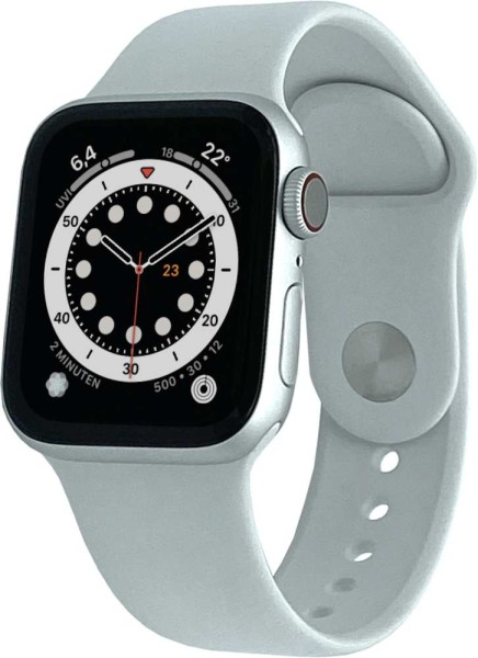 Apple Watch Series 6 Cellular, 40mm Aluminium in Silber mit Sportarmband in Weiß, M06M3FD/A