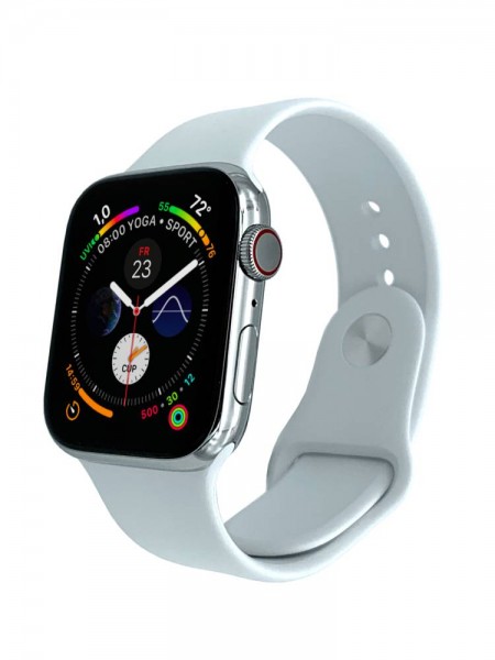 Apple Watch Series 4 Cellular, 40mm Edelstahl in Silber mit Sportarmband in Weiß, MTVJ2FD/A