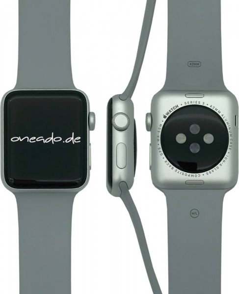 Apple Watch Series 3, 42mm Aluminium in Silber mit Sportarmband in Nebel (Grau), MQL02ZD/A