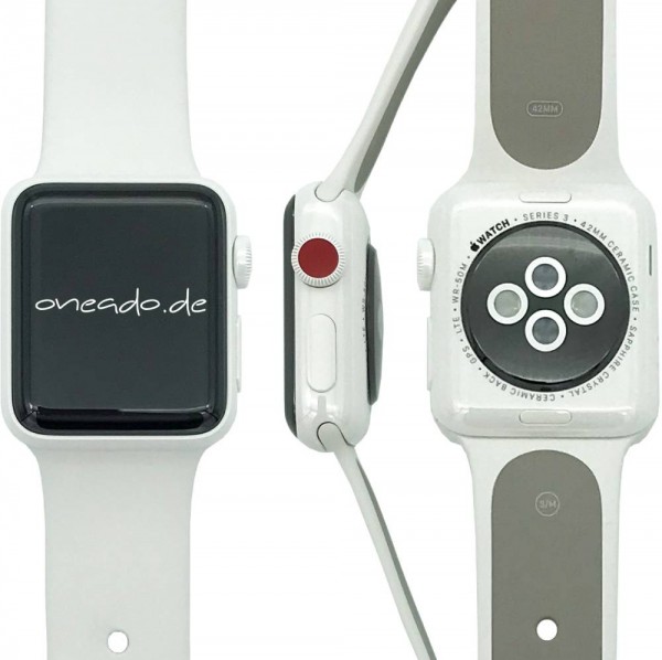 Apple Watch Series 3 Edition Cellular, 42mm Keramik in Weiß mit Sportarmband in Weiß, MQM52ZD/A