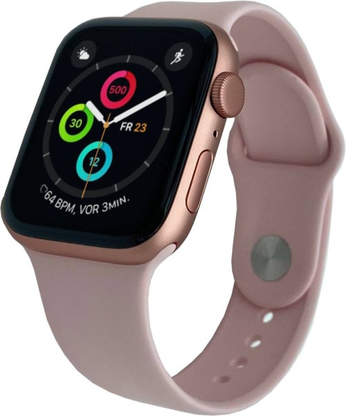 Apple Watch Series SE, 44mm Aluminium in Gold mit Sportarmband in Sandrosa, MYDR2FD/A