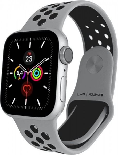 Apple Watch Series 5 Nike+, 40mm Aluminium in Silber mit Sportarmband in Pure Platinum/Schwarz, MX3