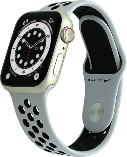 Apple Watch Nike Series 7 GPS + Cellular- Starlight- 45 mm - Sportarmband Platinum/schwarz MKL43FD/A