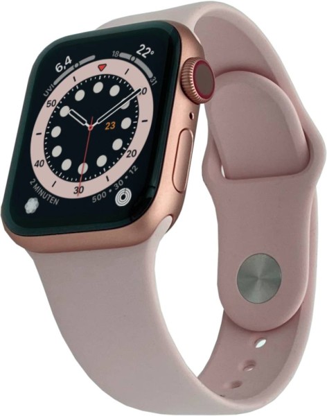 Apple Watch Series 6 Cellular, 40mm Aluminium in Gold mit Sportarmband in Sandrosa, M06N3FD/A