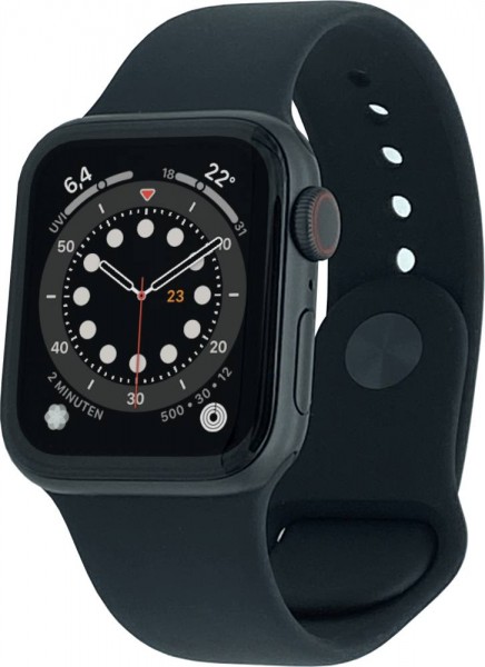 Apple Watch Series 6 Cellular, 40mm Aluminium in Spacegrau mit Sportarmband in Schwarz, M06P3FD/A