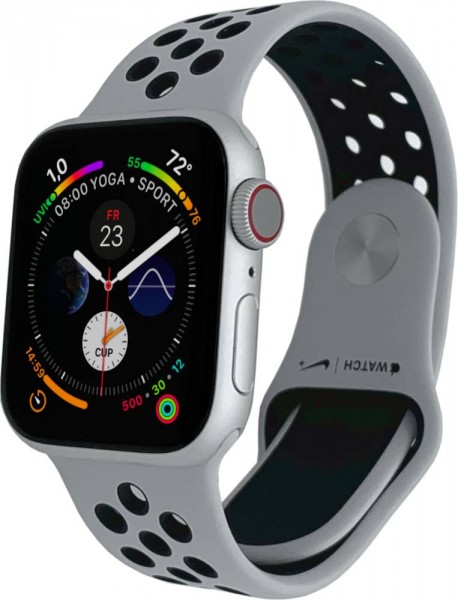 Apple Watch Series 4 Nike+, Cellular, 40mm Aluminium in Silber mit Sportarmband in Platinum/Schwarz,