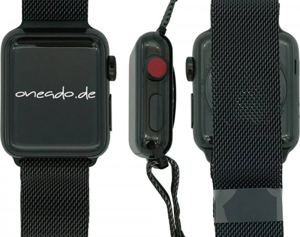 Apple Watch Series 3 Cellular, 42mm Edelstahl in Spacegrau mit Milanaisearmband in Schwarz, MR1V2ZD/