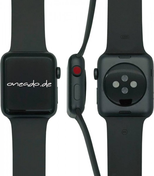 Apple Watch Series 3 Cellular, 42mm Aluminium in Spacegrau mit Sportarmband in Grau, MR302ZD/A